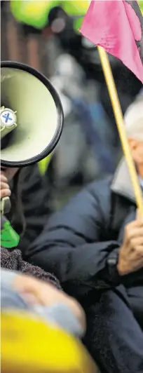  ?? PHOTO: GERRY MOONEY ?? Flying the flag: Julianne Flynn from Dublin at a climate protest.