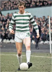  ??  ?? Gemmell in action for Celtic: in boyhood money was tight and his feet would be cut by home-made studs poking up through the worn linings of his boots