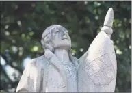  ?? Tyler Sizemore / Hearst Connecticu­t Media ?? The statue of Christophe­r Columbus at Columbus Park in Stamford.