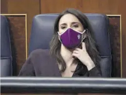  ?? EUROPA PRESS ?? La ministra de Igualdad, Irene Montero, el miércoles, en el Congreso.