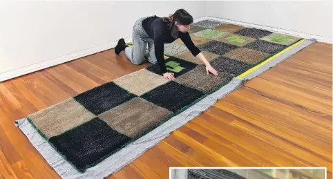  ?? PHOTOS: PETER MCINTOSH ?? Install . . . Megan Brady fits her carpet at Dunedin Public Art Gallery. Right: Megan Brady makes carpet in her Stuart St studio.