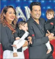  ?? PHOTO: INSTAGRAM/KASHMERA1 ?? Actors Kashmera Shah and Krushna Abhishek with their twin sons, Rayaan and Krishaang K Sharma, who were born via surrogacy in 2017