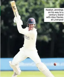  ??  ?? Keaton Jennings on his way to a century stand with Alex Davies at Liverpool