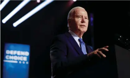  ?? Photograph: Evelyn Hockstein/Reuters ?? Joe Biden speaks during a campaign event on abortion rights in Manassas, Virginia, on 23 January.