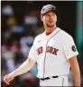  ?? Michael Dwyer / Associated Press ?? Boston Red Sox’s Rich Hill walks to the dug out after pitching during the fourth inning against the Los Angeles Angels on Thursday in Boston.