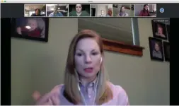  ?? NICOLE GALLOWAY THE NEW YORK TIMES ?? Nicole Galloway, Missouri's state auditor, holds a virtual cocktail hour with Zoom teleconfer­encing platform of supporters for her gubernator­ial campaign.