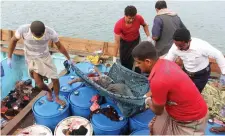  ??  ?? People carry the body of a Somali refugee, killed in a helicopter attack while travelling in a vessel off Yemen. Photo: Reuters