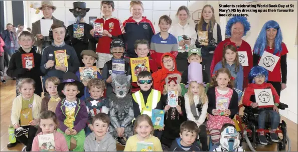  ??  ?? Students celebratin­g World Book Day at St Mary’s NS by dressing up as their favourite book characters.