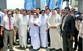  ??  ?? Transport Minister Nimal Siripala De Silva, Kalaf Bhu Dhair, Ambassador for Kuwait in Sri Lanka and Sudesh Rupasinghe, Country Manager, Kuwait Airways