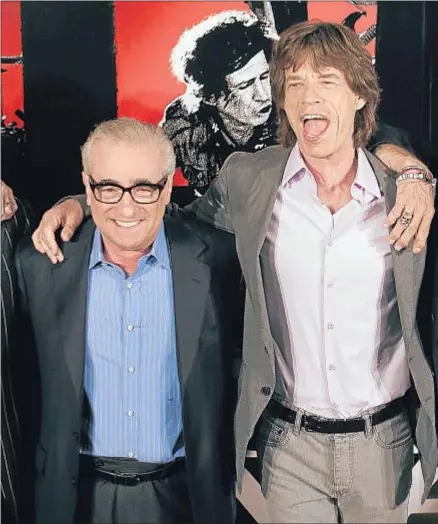  ?? NICHOLAS ROBERTS / AFP / ARCHIVO ?? Mick Jagger y Martin Scorsese, en la presentaci­ón de la película Shine a light en el 2008