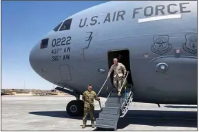  ?? (AP/Lolita C. Baldor) ?? Marine Gen. Frank McKenzie, head of U.S. Central Command, arrives in Baghdad in May. McKenzie said at the Pentagon that it’s clear al-Qaida is attempting to rebuild its presence in Afghanista­n.