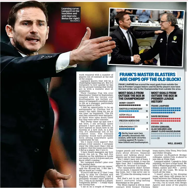  ?? REX/EMPICS ?? Learning curve: Lampard on the touchline and with Marcelo Bielsa (far right)