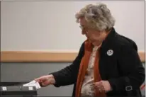  ?? ERIC BONZAR — THE MORNING JOURNAL ?? Mary Beth Jaeger, of Vermilion, casts her ballot at the Ritter Public Library polling precinct, May 2. Four candidates entered the mayoral race after sitting Mayor Eileen Bulan stated she would be stepping down at the conclusion of her current fouryear...