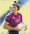  ?? PHOTO: GETTY IMAGES ?? Caleb Clarke runs on to the field for an All Blacks training session at Sky Stadium in Wellington yesterday.