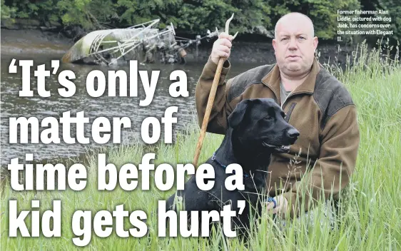  ??  ?? Former fisherman Alan Liddle, pictured with dog Jack, has concerns over the situation with Elegant II.