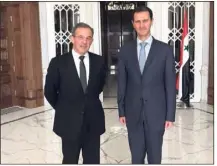  ?? (Photo DR) ?? Thierry Mariani lors de sa dernière rencontre avec Bachar alAssad, en novembre dernier.