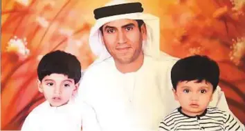  ?? Courtesy: Arif Al Za’abi ?? Arif Hamad Al Za’abi with his children at their house in Ras Al Khaimah.