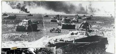  ??  ?? Tyske tanks forbereder sig på at angribe den 21. juli 1941 dybt inde på sovjetisk territoriu­m. Selv om de tyske tanks var faerre end de sovjetiske, var de meget mere effektive, fordi de havde radioer og luftstøtte.