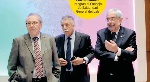  ?? /CORTESÍA SECRETARÍA DE SALUD ?? Jorge Alcocer,
José Ignacio Santos y Enrique Graue, durante el Consejo de Salubridad General