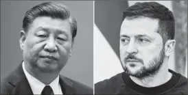  ?? ?? Chinese President Xi Jinping (left) spoke to Ukraine’s Volodymyr Zelenskiy