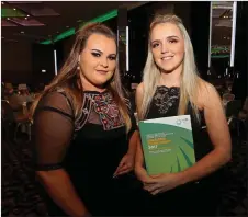  ??  ?? Kainey Jewitt and Chloe O’Connor, from Davis College attended the awards ceremony at the Rochestown Park Hotel.