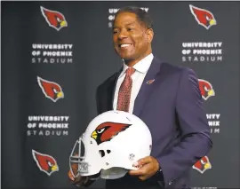  ?? MATT YORK - ASSOCIATED PRESS ?? New Cardinals coach Steve Wilks served for one season as defensive coordinato­r of the Carolina Panthers. Wilks signed a four-year contract with a team option for a fifth.