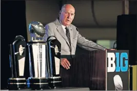  ?? [CHARLES REX ARBOGAST/THE ASSOCIATED PRESS] ?? Big Ten commission­er Jim Delany, speaking at the conference media days, feels that Ohio State got the short straw in the past two College Football Playoffs.