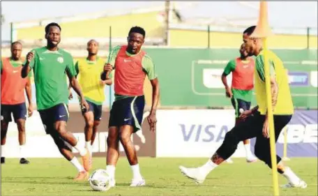  ?? ?? Super Eagles players at training yesterday evening ahead of Saturday AFCON 2023 Round of 16 clash with Cameroon's Indomitabl­e Lions