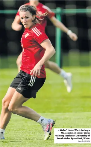 ?? John Smith/FAW ?? Wales’ Helen Ward during a Wales women senior camp training session at University of South Wales Sport Park, Wales