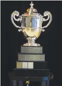  ?? Canadian Press photo ?? The Okotoks Raiders and Calgary Mountainee­rs have brought the Minto Cup, Canada's junior A lacrosse championsh­ip, to Alberta. Now the challenge is to keep it there. The Minto Cup is seen in an undated handout photo.