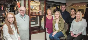  ??  ?? Rachel Conrad, Peter Conrad, Patsy Conrad, Molly Conrad, Michael Conrad, Alanna Kelleher and Kate Keane pictured with the Kay and Paddy ‘Fear’ Memorial Trophy at The Fertha Bar.