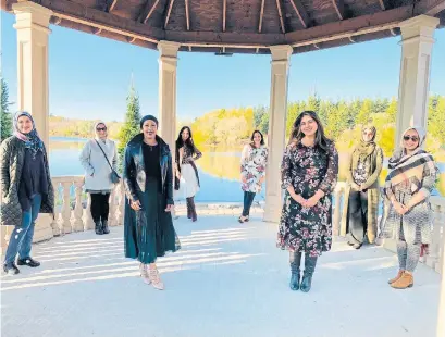  ?? UZMA JALALUDDIN ?? Uzma Jalalludin, far left, is seen with friends at a outdoor, physically distanced birthday celebratio­n in the summer; but now, she hasn't seen any of her friends in months.