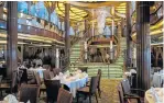  ??  ?? MEMORABLE MEALS: The lower tier of the Britannia Restaurant, the largest dining room on the ship