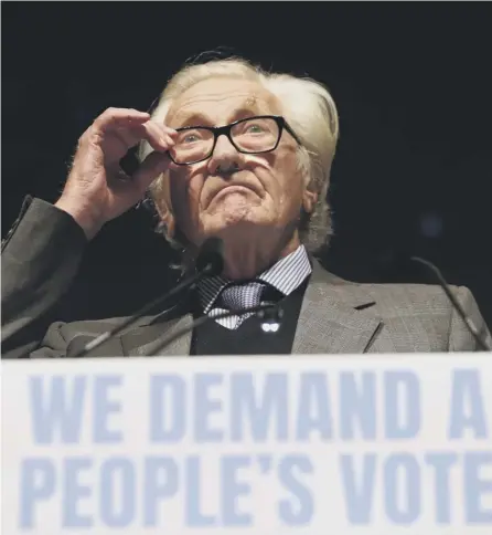  ?? PICTURE: DANIEL LEAL-OLIVAS/AFP/GETTY IMAGES ?? 0 Politician­s like Tory peer Michael Heseltine are backing a People’s Vote on Brexit