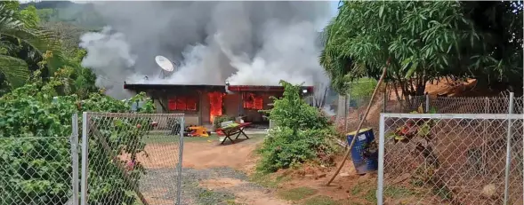  ?? Photo: Fiji Police Force ?? The burning home at Raviravi, Ba on December 29, 2022.