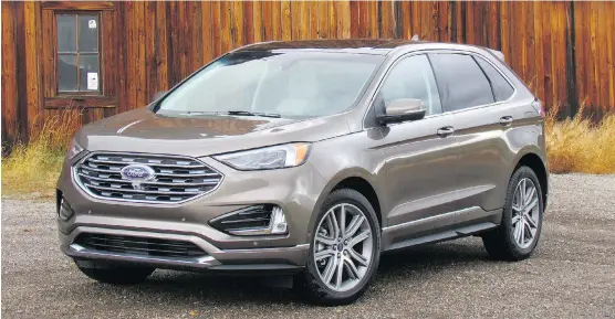  ?? PHOTOS: COSTA MOUZOURIS/DRIVING ?? Changes to the 2019 Ford Edge Titanium’s exterior are subtle, with a new fascia and hood and a wider grille. Inside it’s roomy and comfortabl­e.