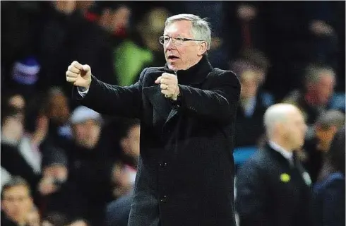  ??  ?? Master of the game: Manager Alex Ferguson celebrates after Manchester United’s win at Monday’s English Premier League match at Ewood Park, Blackburn. Now, the team are five points above closest rival Manchester City.