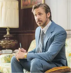  ??  ?? I moustache you a question: Canadian actor Ryan Gosling’s investigat­ive skills are a laughing matter in The Nice Guys.