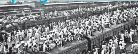  ?? GETTY IMAGE ?? Indian refugees crowd onto trains as a result of the creation of two independen­t countries, India and Pakistan. Muslims fled to Pakistan and Hindus to India in one of the largest transfers of population in history.