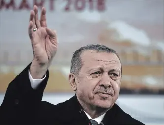  ?? KOSTAS TSIRONIS BLOOMBERG FILE PHOTO ?? Turkish President Recep Tayyip Erdogan is strongly condemning the Saudis for the killing of journalist Jamal Khashoggi in the Saudi consulate in Turkey.