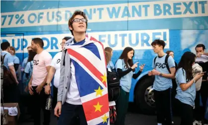  ?? Photograph: Leon Neal/Getty Images ?? ‘Being in a state of constant vexation over a reality you can’t control is uncomforta­ble.’ An event in London supporting a second EU referendum, 2019.