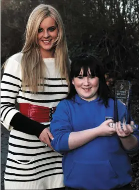  ?? Photo by John Reidy ?? The talented Alison McGaley pictured in 2010 with her Castleisla­nd Community College music teacher Marion O’Sullivan after she won the St. Kierans Got Talent competitio­n.