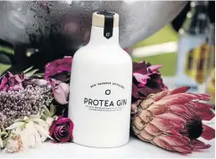  ??  ?? The Gin Box club Protea Gin’s beautiful bottle.