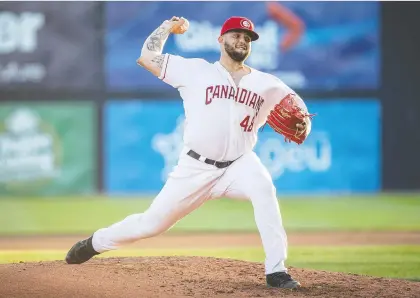  ?? MARK STEFFENS/VANCOUVER CANADIANS ?? Alek Manoah has allowed just two runs in nine innings of work while reaching 100 m.p.h. on the speed gun.