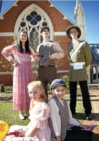  ??  ?? EMPIRE PERFORMERS: Chitty Chitty Bang Bang cast members (back from left) Ruby Sanders, Sean Johnston, Peter Webb and (front from left) Jocelyn Smith and Hannah Pocknee.
PHOTOS: BEV LACEY