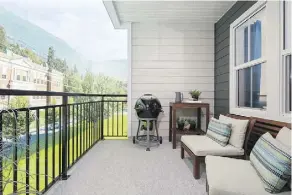  ??  ?? All the homes at the Urbana community in Kelowna offer a balcony or ground-floor patio with a fenced-in yard.