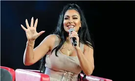  ??  ?? Huda Kattan onstage at BeautyCon festival. ‘Our Instagram audience helps with the creation of Huda Beauty products.’ Photograph: John Sciulli/Getty Images/BeautyCon