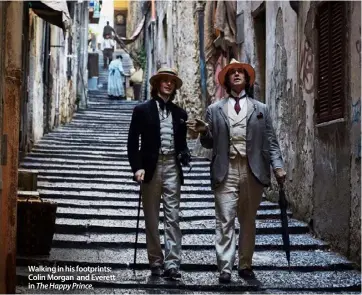  ??  ?? Walking in his footprints: Colin Morgan and Everett in The Happy Prince.