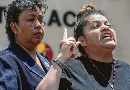  ?? Photos by William Luther / Staff photograph­er ?? Gloria Guillén, right, says during a news conference Tuesday at Fort Hood in Killeen that the Army has not done enough to find her missing daughter, Pfc. Vanessa Guillén. “I begged them to close that base, to investigat­e room by room.”