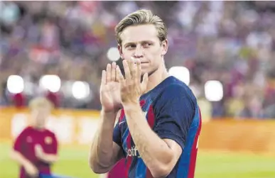  ?? AFP ?? Frenkie de Jong, durante la presentaci­ón del Barça en el Gamper.